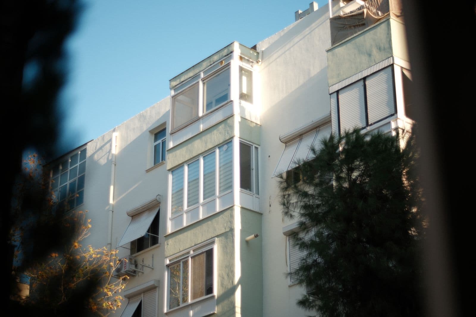 Sunlit contemporary apartment building